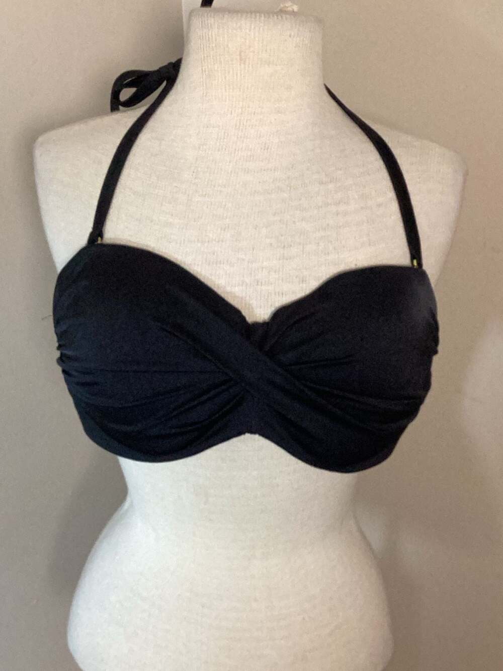 Victoria's Secret Black Twist-Front Halter Bikini Top Size 36D